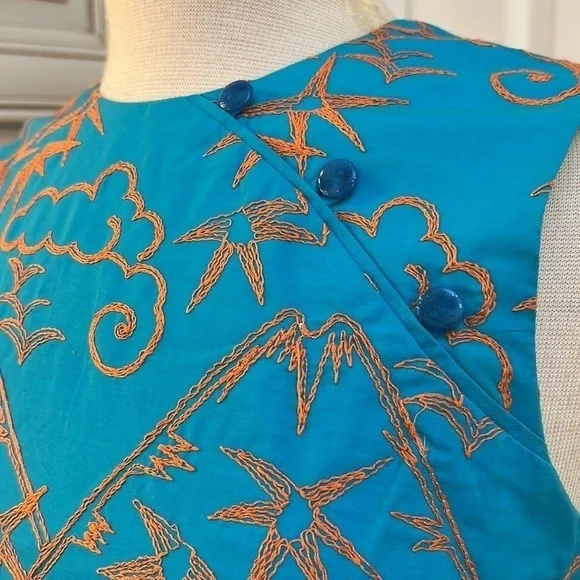 Amazing Vintage Hartly TOCCA Asian Geisha Embroidered Sheath Midi Dress Y2K - Picture 5 of 17